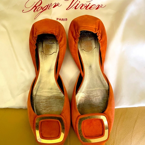Roger Vivier Shoes - Orange Suede  Roger Vivier ballet  flat in great condition. Barely warn.